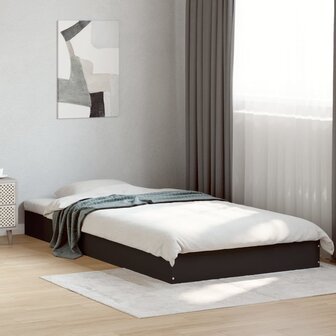 Bedframe bewerkt hout zwart 100x200 cm 3
