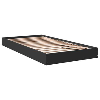 Bedframe bewerkt hout zwart 100x200 cm 6