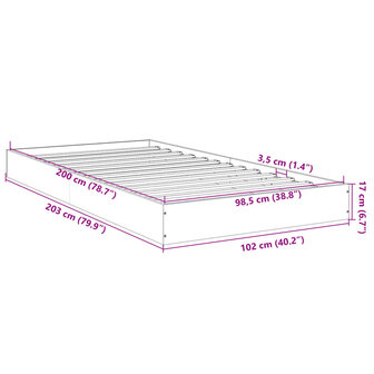 Bedframe bewerkt hout zwart 100x200 cm 10
