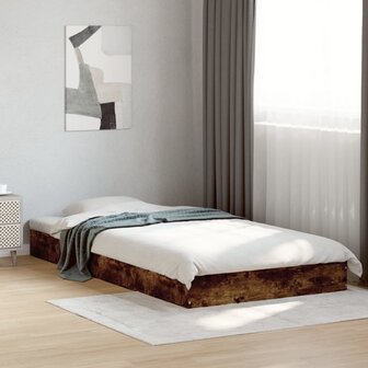 Bedframe bewerkt hout gerookt eikenkleurig 90x190 cm 3