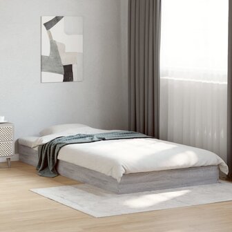 Bedframe bewerkt hout grijs sonoma eikenkleurig 90x190 cm 3