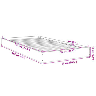 Bedframe bewerkt hout grijs sonoma eikenkleurig 90x190 cm 10