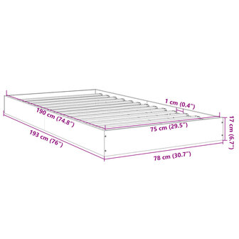 Bedframe bewerkt hout sonoma eikenkleurig 75x190 cm 10