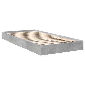 Bedframe bewerkt hout betongrijs 75x190 cm 2
