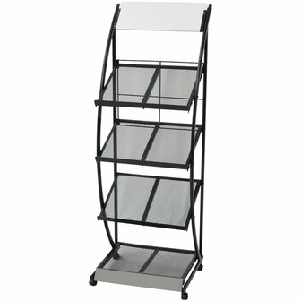 Tijdschriftenrek zwart en wit 47x40x134 cm A4 1