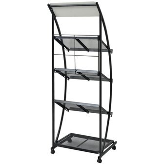 Tijdschriftenrek zwart en wit 47x40x134 cm A4 3