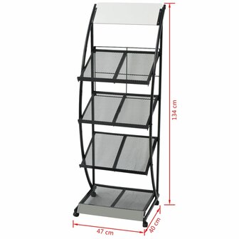 Tijdschriftenrek zwart en wit 47x40x134 cm A4 6