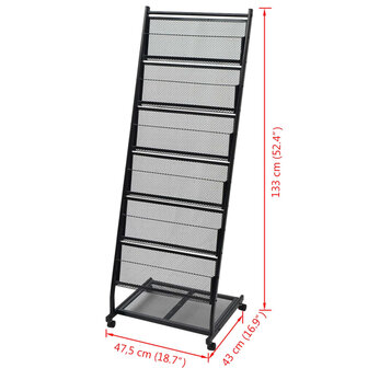 Tijdschriftenrek zwart 47,5x43x133 cm A4 5