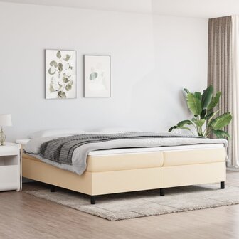 Boxspringframe stof cr&egrave;mekleurig 200x200 cm 1