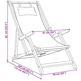 Strandstoel inklapbaar massief eucalyptushout en stof taupe 11