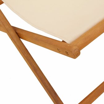 Strandstoel inklapbaar massief eucalyptushout en stof beige 10