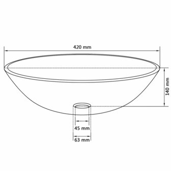 Wasbak gehard glas 42 cm transparant 4