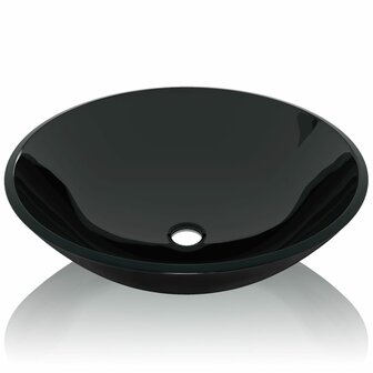 Wasbak gehard glas 42 cm zwart 3