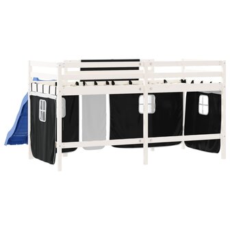 Kinderhoogslaper met gordijnen 80x200 cm massief grenenhout 7
