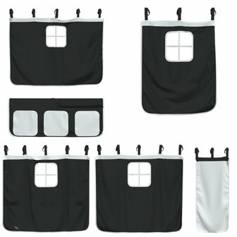Kinderhoogslaper met gordijnen 80x200 cm massief grenenhout 9