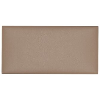 Wandpanelen 12 st 0,54 m&sup2; 30x15 cm kunstleer cappuccinokleurig 3