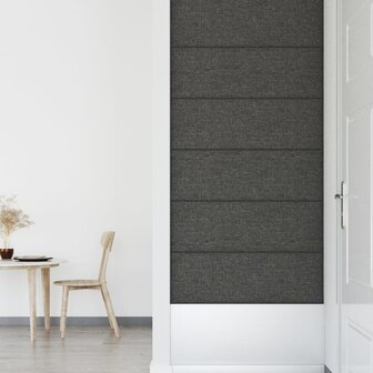 Wandpanelen 12 st 3,24 m&sup2; 90x30 cm stof donkergrijs 6