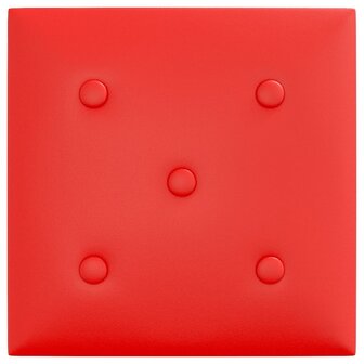 Wandpanelen 12 st 1,08 m&sup2; 30x30 cm kunstleer rood 5