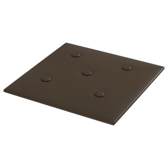 Wandpanelen 12 st 1,08 m&sup2; 30x30 cm kunstleer bruin 3