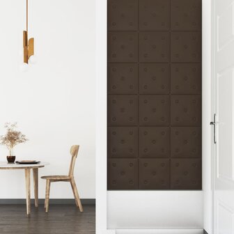 Wandpanelen 12 st 1,08 m&sup2; 30x30 cm kunstleer bruin 4