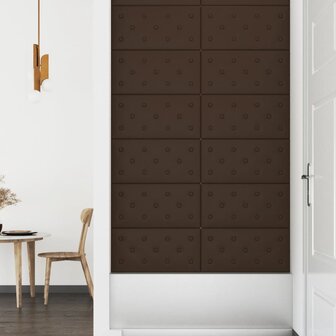 Wandpanelen 12 st 2,16 m&sup2; 60x30 cm kunstleer bruin 4