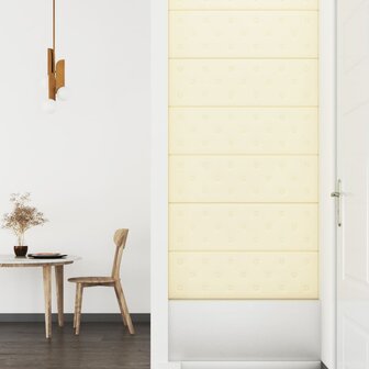 Wandpanelen 12 st 3,24 m&sup2; 90x30 cm kunstleer cr&egrave;mekleurig 4