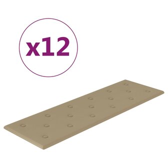 Wandpanelen 12 st 3,24 m&sup2; 90x30 cm kunstleer cappuccinokleurig 2