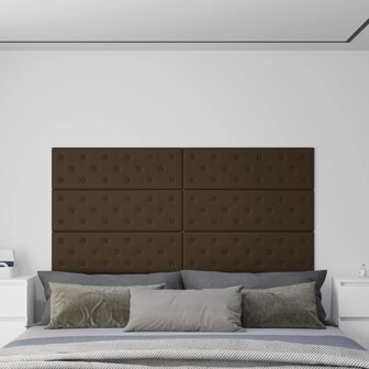 Wandpanelen 12 st 3,24 m&sup2; 90x30 cm kunstleer bruin 1
