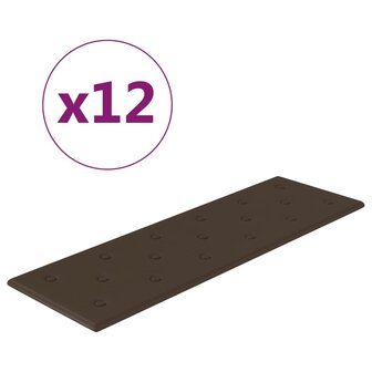 Wandpanelen 12 st 3,24 m&sup2; 90x30 cm kunstleer bruin 2