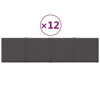 Wandpanelen 12 st 1,08 m&sup2; 60x15 cm stof donkergrijs 2