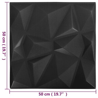 24 st Wandpanelen 3D diamant 6 m&sup2; 50x50 cm zwart 6