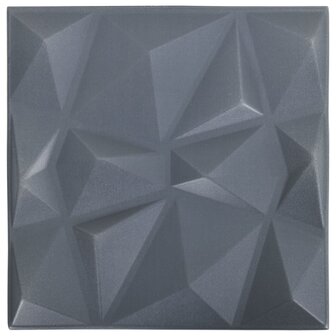48 st Wandpanelen 3D diamant 12 m&sup2; 50x50 cm grijs 2