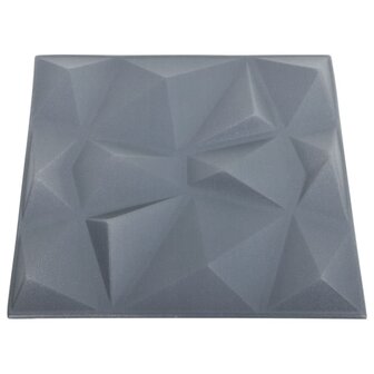 48 st Wandpanelen 3D diamant 12 m&sup2; 50x50 cm grijs 5