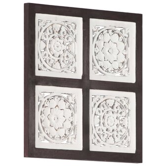 Wandpaneel handgesneden 40x40x1,5 cm MDF bruin en wit 8
