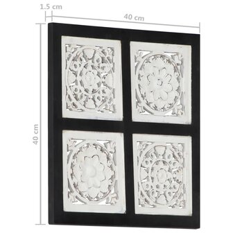 Wandpaneel handgesneden 40x40x1,5 cm MDF zwart en wit 7