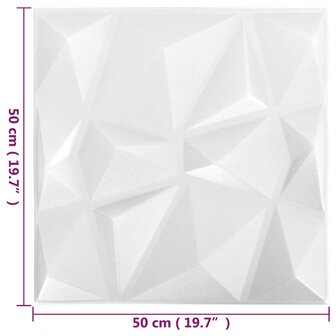 12 st Wandpanelen 3D diamant 3 m&sup2; 50x50 cm wit 6