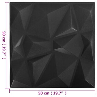 12 st Wandpanelen 3D diamant 3 m&sup2; 50x50 cm zwart 6