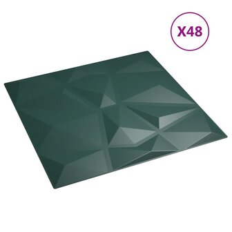 48 st Wandpanelen diamant 12 m&sup2; 50x50 cm XPS groen 3