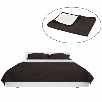 Bedsprei dubbelzijdig 220x240 cm quilt cr&egrave;me en bruin 2