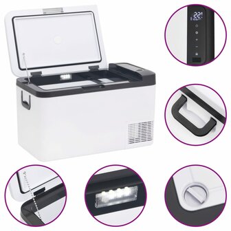 Koelbox met handvat en adapter 25 L PP &amp; PE zwart en wit 9