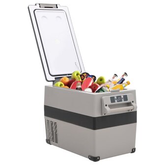 Koelbox met handvat en adapter 55 L PP &amp; PE zwart en grijs 2
