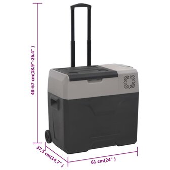 Koelbox met wielen en handvat 40 L polypropeen zwart en grijs 10