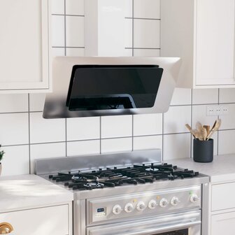 Wandafzuigkap 90 cm roestvrij staal gehard glas zilverkleurig 1