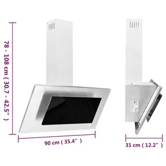 Wandafzuigkap 90 cm roestvrij staal gehard glas zilverkleurig 10