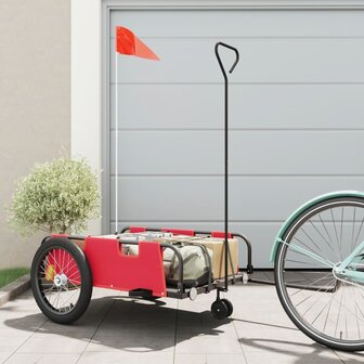 Fietstrailer oxford stof en ijzer rood en zwart 1