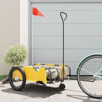 Fietstrailer oxford stof en ijzer geel en zwart 1