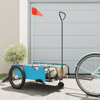 Fietstrailer oxford stof en ijzer blauw en zwart 1