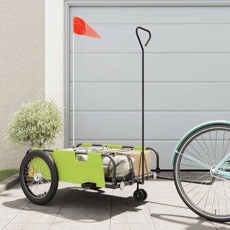 Fietstrailer oxford stof en ijzer groen en zwart 1