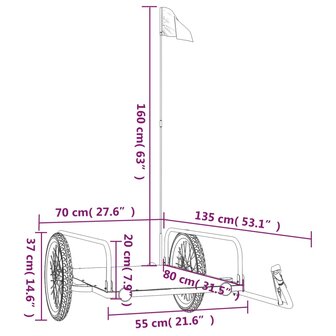 Fietstrailer 135x70x37 cm ijzer zwart 10