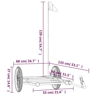 Fietstrailer 135x68x37 cm ijzer zwart 10